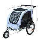 Carrellino Rimorchio per Cani da Bicicletta Bianco e Nero 