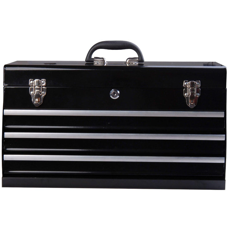 Cassetta Porta Attrezzi da Officina in Metallo Nero 54x22x29 cm 