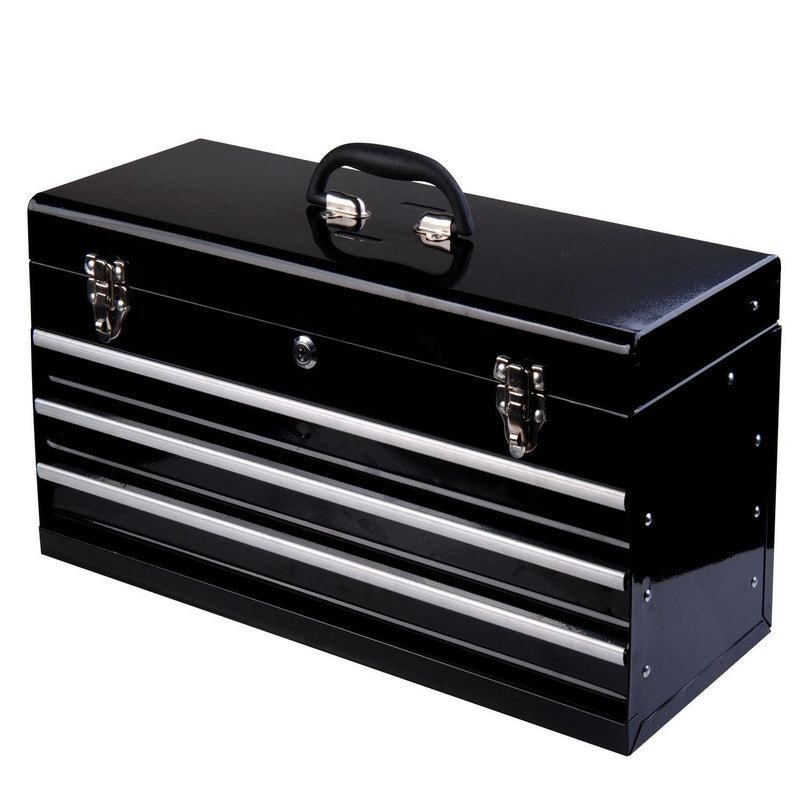Cassetta Porta Attrezzi da Officina in Metallo Nero 54x22x29 cm 