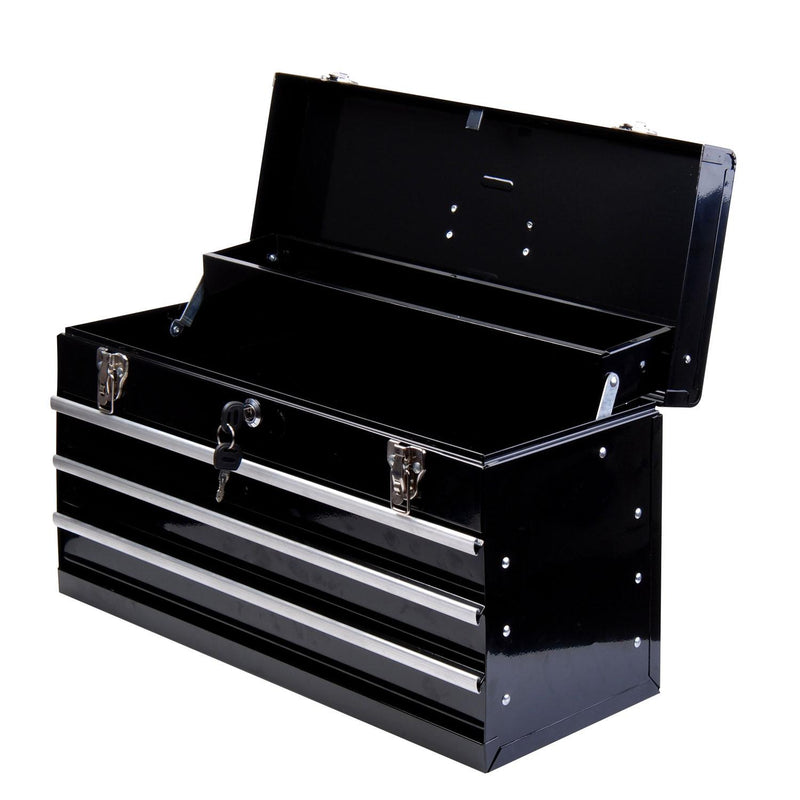 Cassetta Porta Attrezzi da Officina in Metallo Nero 54x22x29 cm 