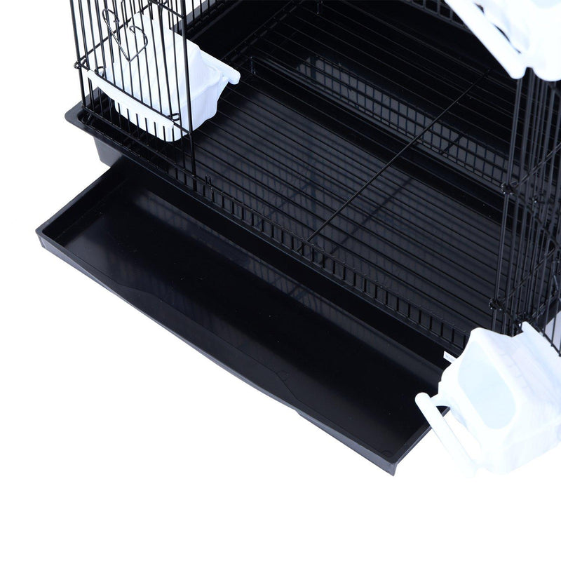 Voliera per Uccelli in Ferro con Vassoio nero 47.5x36x91 cm 