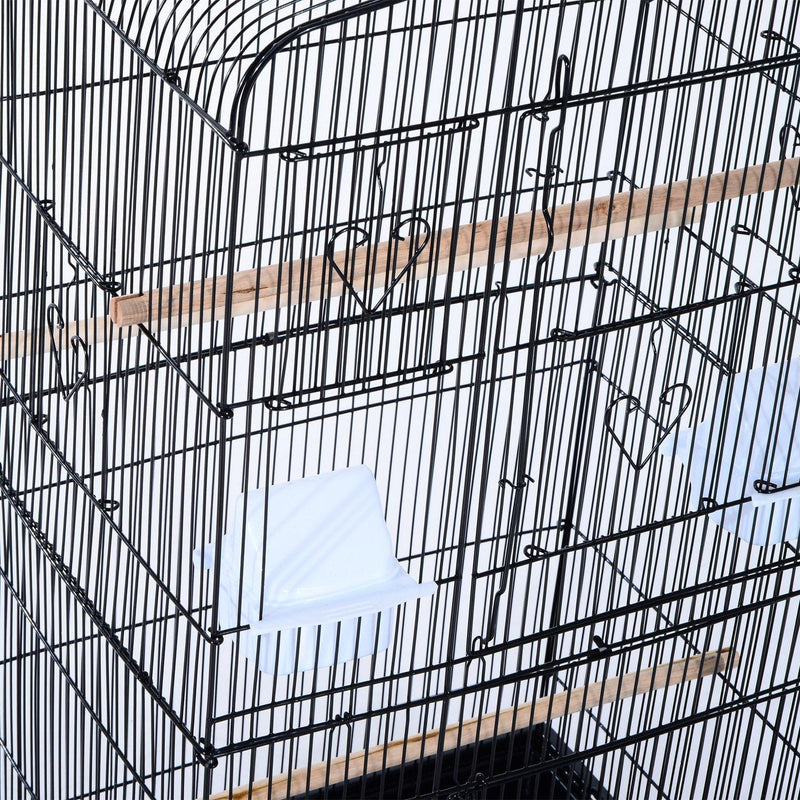 Voliera per Uccelli in Ferro con Vassoio nero 47.5x36x91 cm 