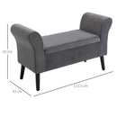 Panca Pouf Contenitore Imbottita 111,5x41x65 cm in Tessuto Grigio