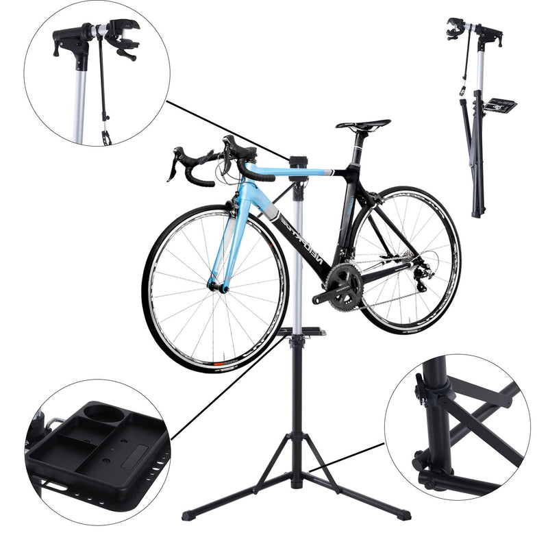 Cavalletto Supporto per Riparazione e Manutenzione Bicicletta in Ferro e PP 87.5x73x100-159 cm 