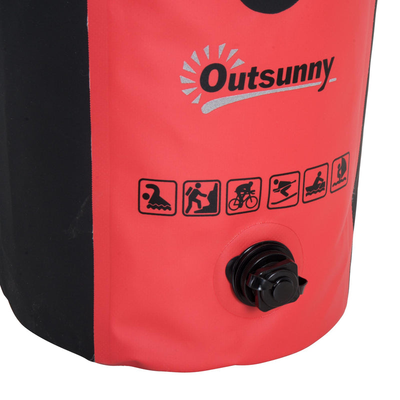 Sacca Impermeabile 20L in PVC con Custodia per Cellulare Nero e Rosso Ø25x61 cm 