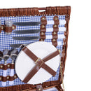 Cestino da Picnic per 4 Persone Posate Piatti Bicchieri e Accessori Vimini marrone 54x34x20 cm 