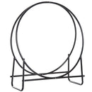 Porta Legna Design Cerchio da Interno in Ferro Nero 102x40x114 cm 