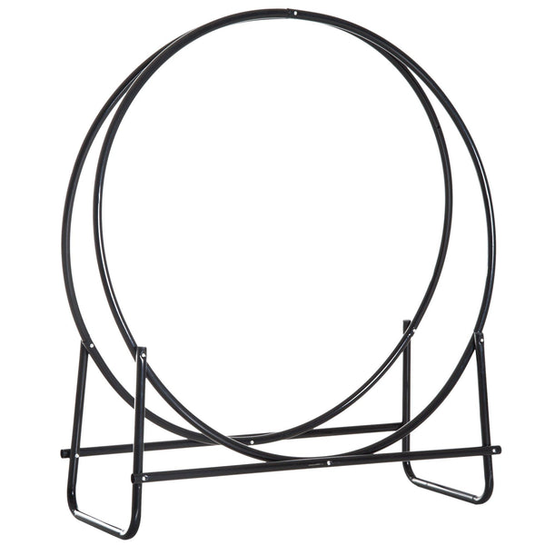 online Kaminholzhalter Circle Design für drinnen aus schwarzem Eisen 102x40x114 cm