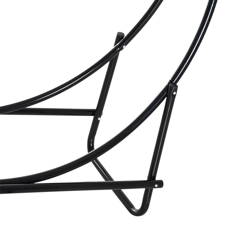 Porta Legna Design Cerchio da Interno in Ferro Nero 102x40x114 cm 