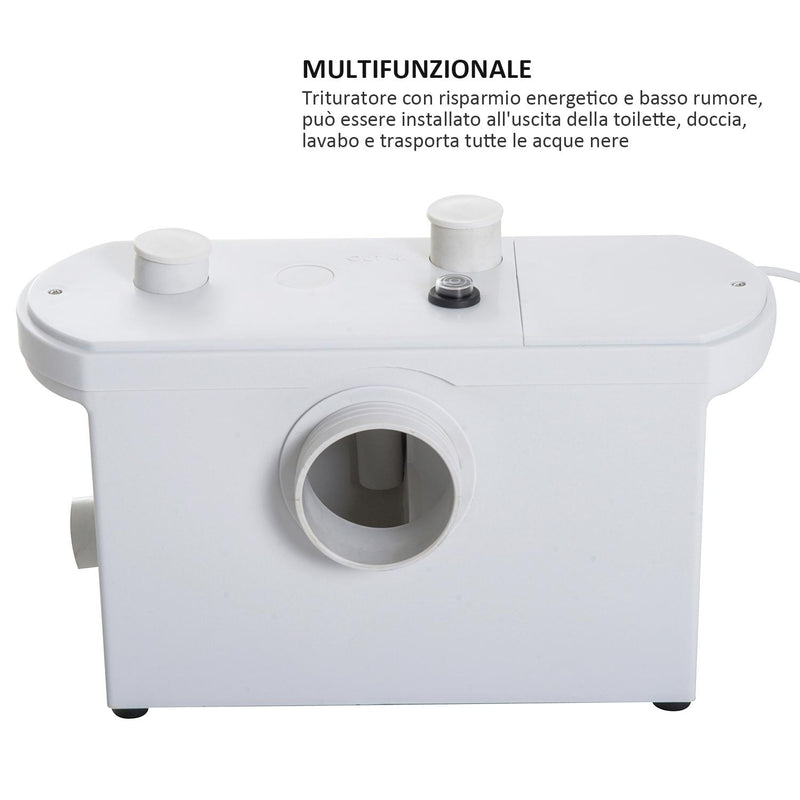 Trituratore per WC 600W in Polipropilene Bianco 51x21x31 cm 
