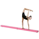 Trave da Ginnastica per Allenamento Imbottita in Legno Rosa 240x10x6.5 cm 