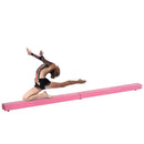 Trave da Ginnastica per Allenamento Imbottita in Legno Rosa 240x10x6.5 cm 