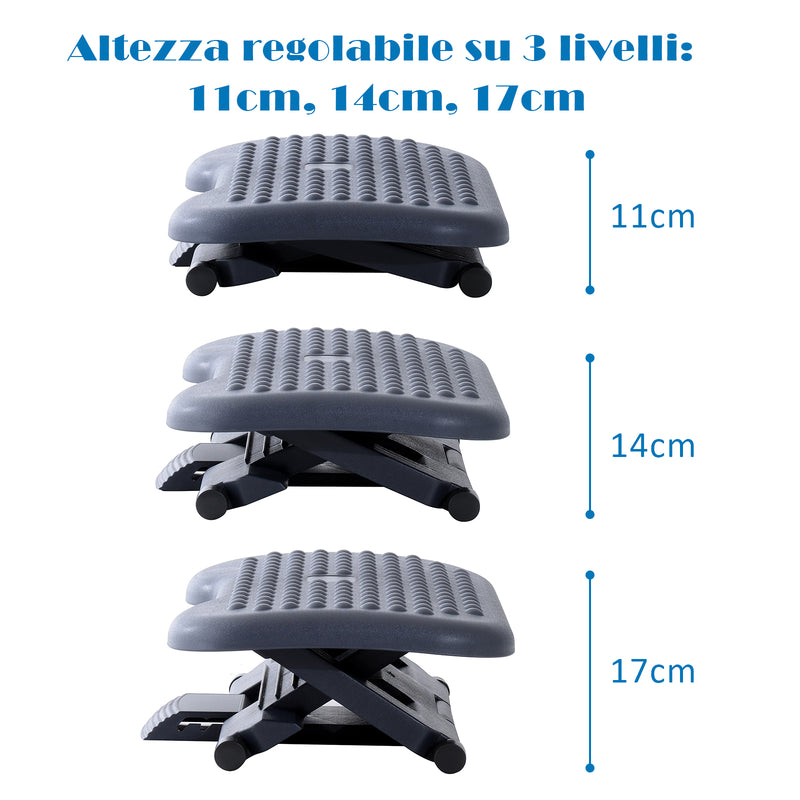 Poggiapiedi da Ufficio Altezza e Inclinazione Regolabile 46x35x11-17 cm 