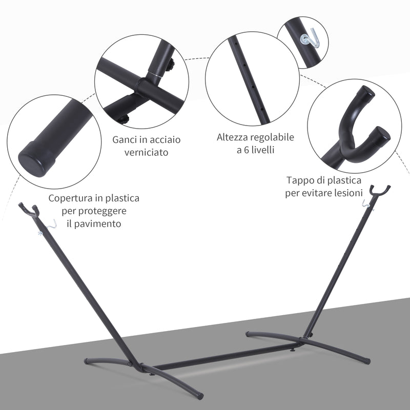 Supporto Struttura Portante per Amaca Regolabile Max 150Kg Nero 280x120x110 cm 