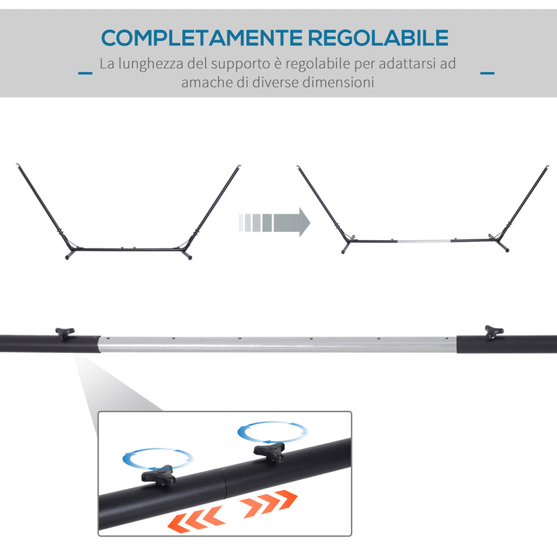 Supporto Struttura Portante per Amaca Regolabile Max 150 Kg Nero 308-380x108x120 cm 
