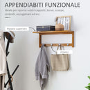 Attaccapanni a Parete Mensola Appendiabiti in Bambù 50x17x20 cm 