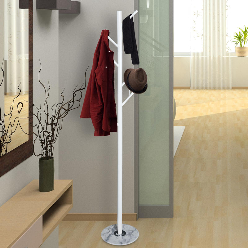 Appendiabiti Attaccapanni da Terra in Acciaio Bianco 35x35x176 cm 