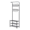 Appendiabiti Panchina per Ingresso con Scarpiera in Acciaio Nero 67x30x185 cm 