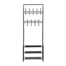 Appendiabiti Panchina per Ingresso con Scarpiera in Acciaio Nero 67x30x185 cm 