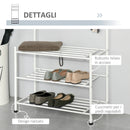 Appendiabiti Panchina per Ingresso con Scarpiera in Acciaio Bianco 67x30x185 cm 