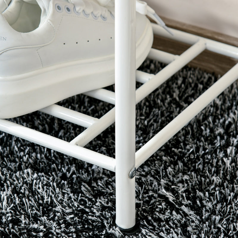 Appendiabiti Panchina per Ingresso con Scarpiera in Acciaio Bianco 67x30x185 cm 