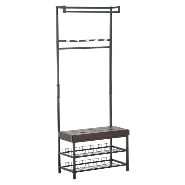 Eingangsbank mit Garderobe aus braunem, gepolstertem Metall 72,5 x 35 x 180 cm prezzo