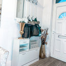 Mobile d'Ingresso Moderno Guardaroba Set Appendiabiti Specchio e Scarpiera 3 in 1 in Legno Bianco 