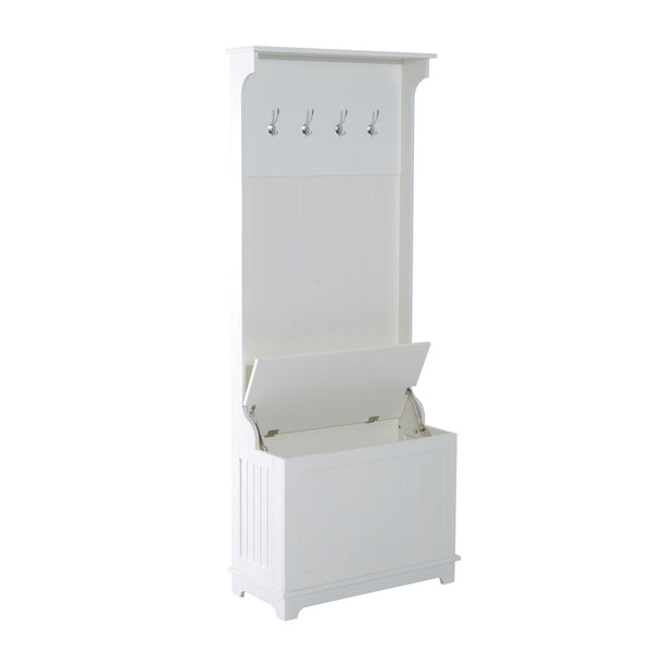 Eingangsmöbel mit Bank und Garderobe aus weißem Holz sconto