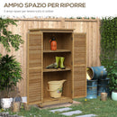 Armadio Porta Attrezzi da Giardino Impermeabile 3 Ripiani in Legno 87x46.5x160 cm 