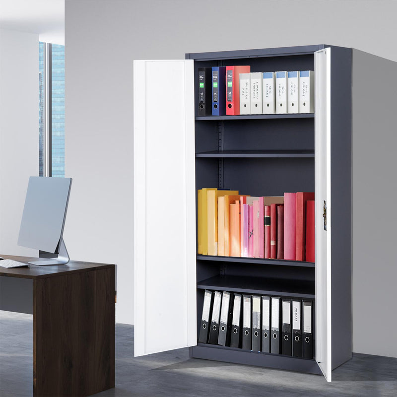 Armadio Portadocumenti da Ufficio in Acciaio Laminato Bianco 90x40x180 cm 