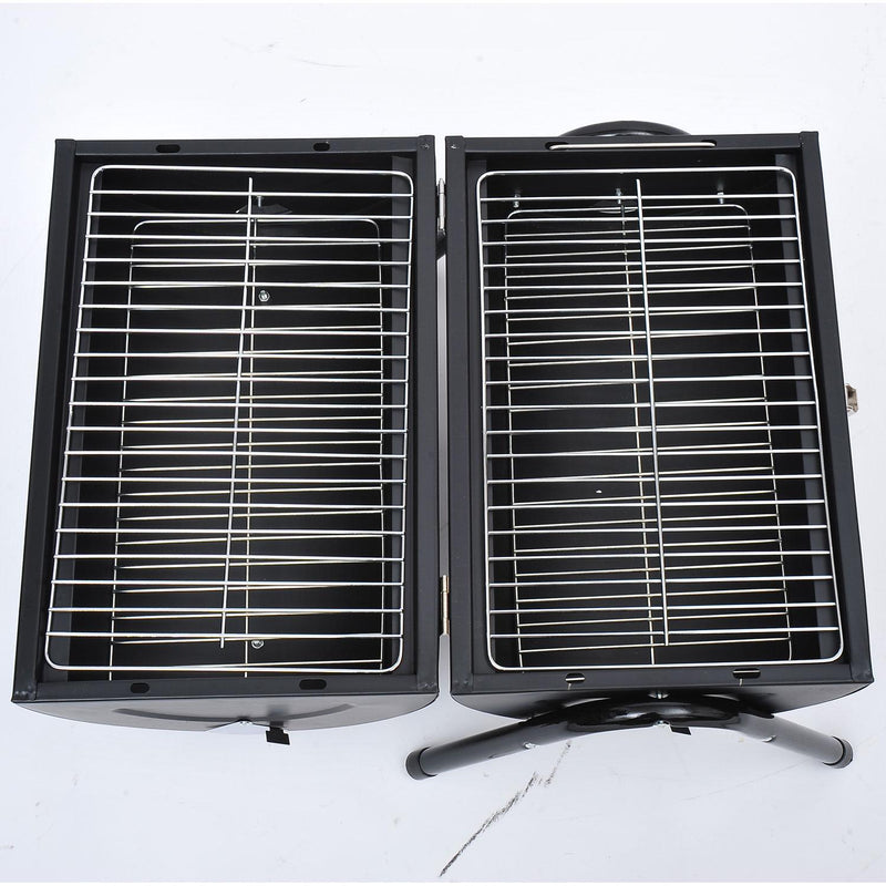 Barbecue a Carbone Carbonella Pieghevole Nero 