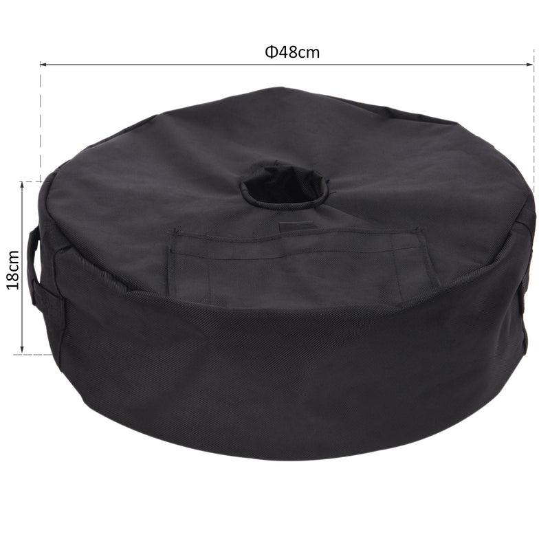 Base per Ombrellone da Giardino a Sacco Riempibile in Tessuto Oxford Nero Ø48x18 cm 