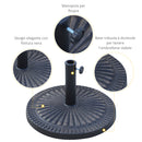 Base per Ombrellone da Giardino 15 Kg in Resina Ø49 cm con Manopola 