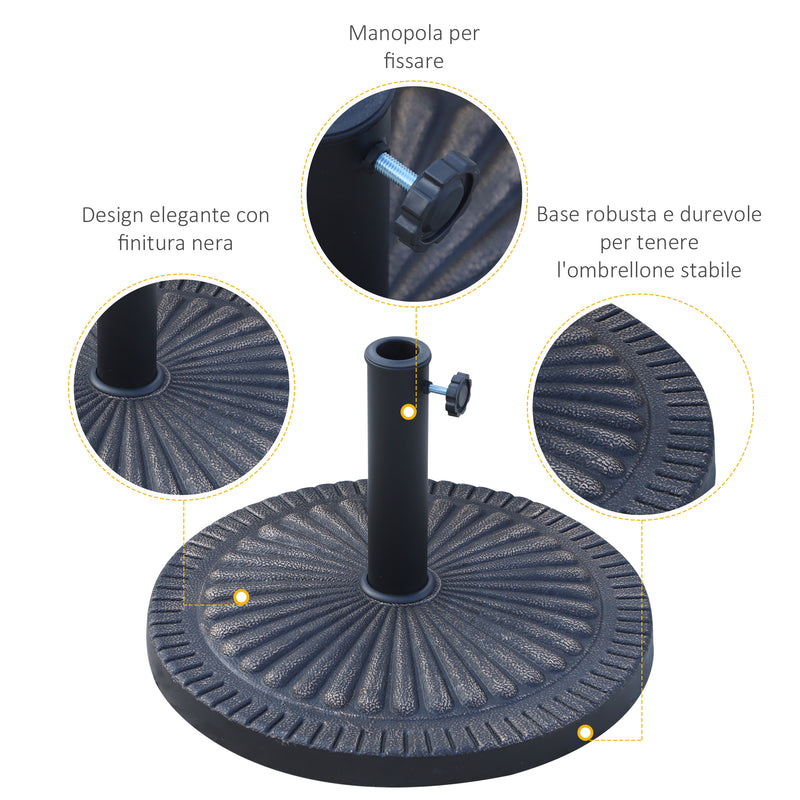 Base per Ombrellone da Giardino 15 Kg in Resina Ø49 cm con Manopola 