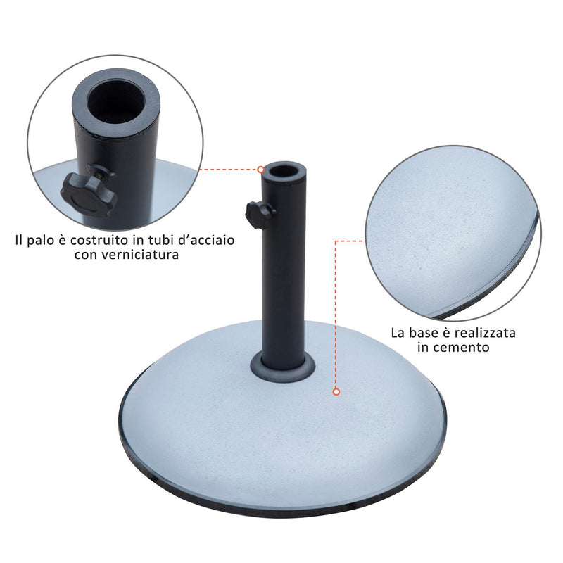 Base per Ombrellone da Giardino 20kg in Cemento Ø45x36 cm 