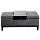 Cassapanca Imbottita con Vano Portaoggetti e Vassoio Grigio 107x50x44 cm 