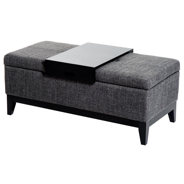 prezzo Polstertruhe mit Ablagefach und grauem Tablett 107x50x44 cm