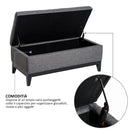 Cassapanca Imbottita con Vano Portaoggetti e Vassoio Grigio 107x50x44 cm 