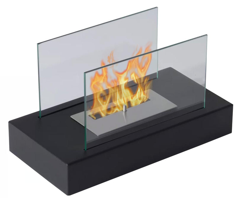 Camino a Bioetanolo da Tavolo 35x18 cm in Acciaio 0,5L Nero 