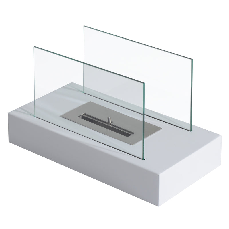 Camino a Bioetanolo da Tavolo 35x18 cm in Acciaio 0,5L Bianco 