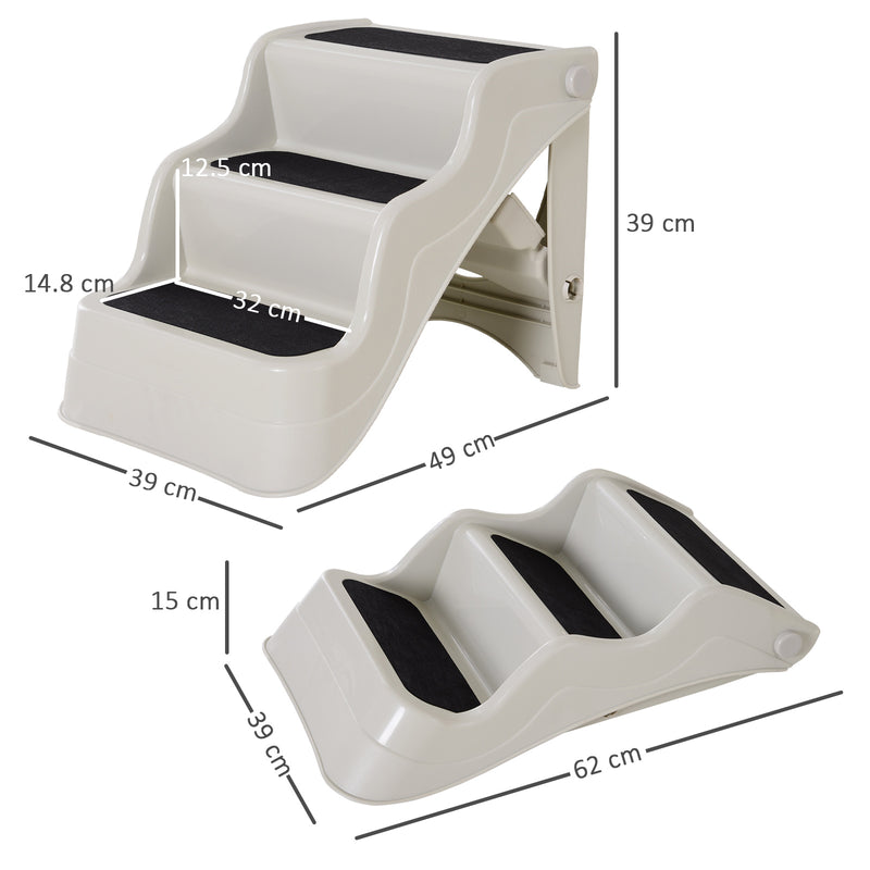 Scaletta Pieghevole 3 Gradini per Animali Domestici Beige 49x39x39 cm 