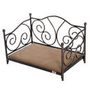 Lettino Cuccia per Cani e Gatti Struttura in Metallo con Cuscino Marrone 65x42x42 cm 
