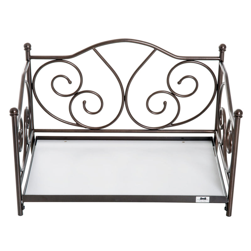 Lettino Cuccia per Cani e Gatti Struttura in Metallo con Cuscino Marrone 65x42x42 cm 