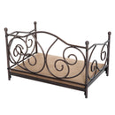 Lettino Cuccia per Cani e Gatti Struttura in Metallo con Cuscino Marrone 65x42x42 cm 