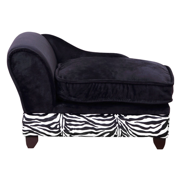 sconto Sofa für Haustiere mit Staufach Schwarz und Weiß 57x34x36 cm