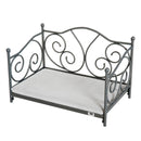 Lettino Cuccia per Cani e Gatti Struttura in Metallo con Cuscino Grigio 65x42x42 cm 