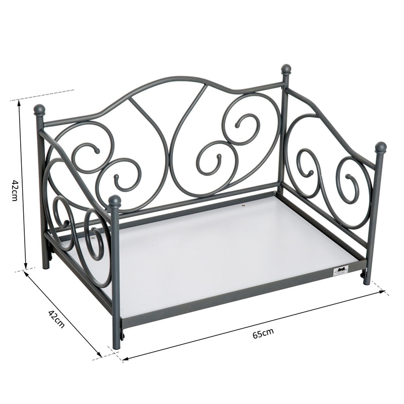 Lettino Cuccia per Cani e Gatti Struttura in Metallo con Cuscino Grigio 65x42x42 cm 