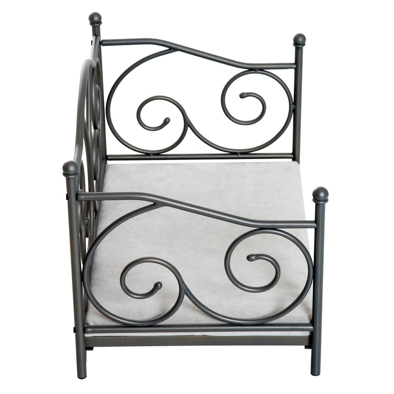 Lettino Cuccia per Cani e Gatti Struttura in Metallo con Cuscino Grigio 65x42x42 cm 