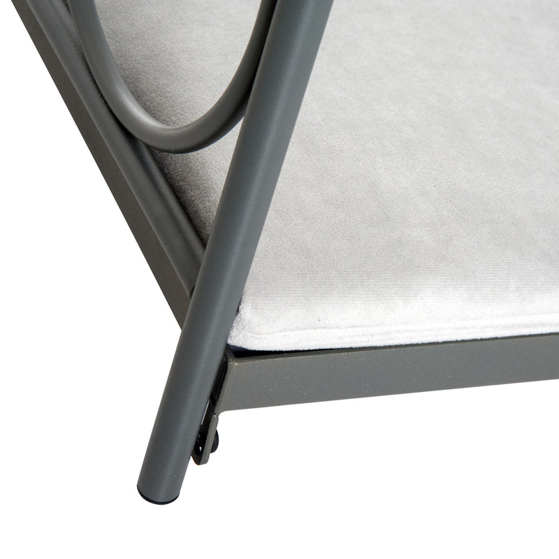 Lettino Cuccia per Cani e Gatti Struttura in Metallo con Cuscino Grigio 65x42x42 cm 