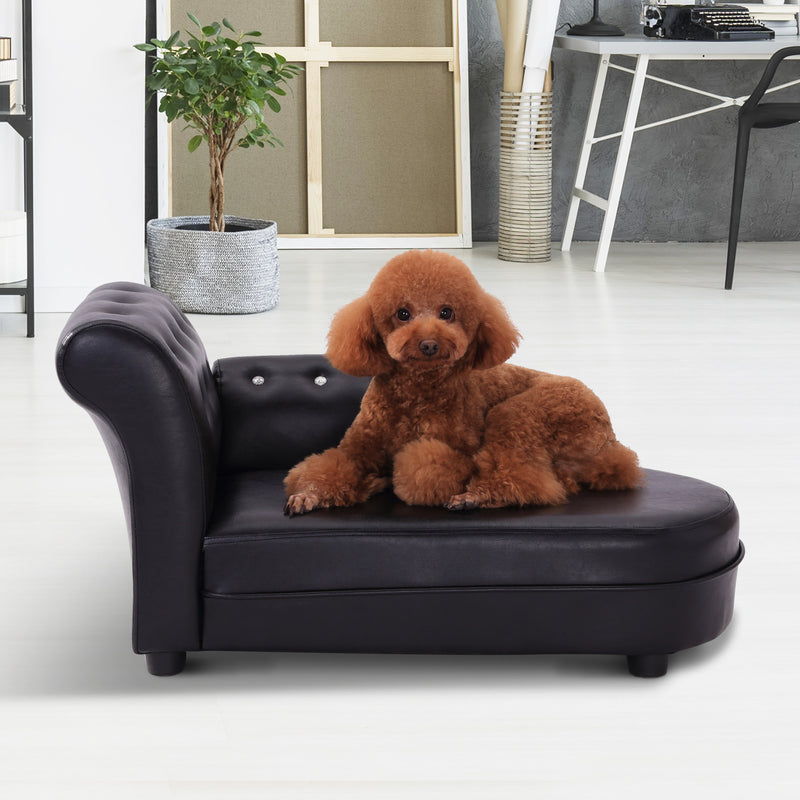 Divano Chaise Longue Ottomana per Animali Nero 82.5x45x41.5 cm 